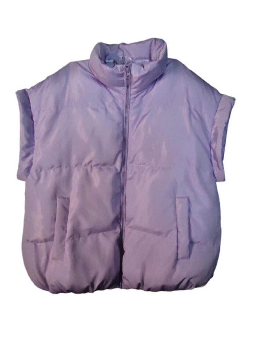 Ellison Full Zip Puffer Vest Womens Size Large Lavender Elastic Hem Pockets NWT